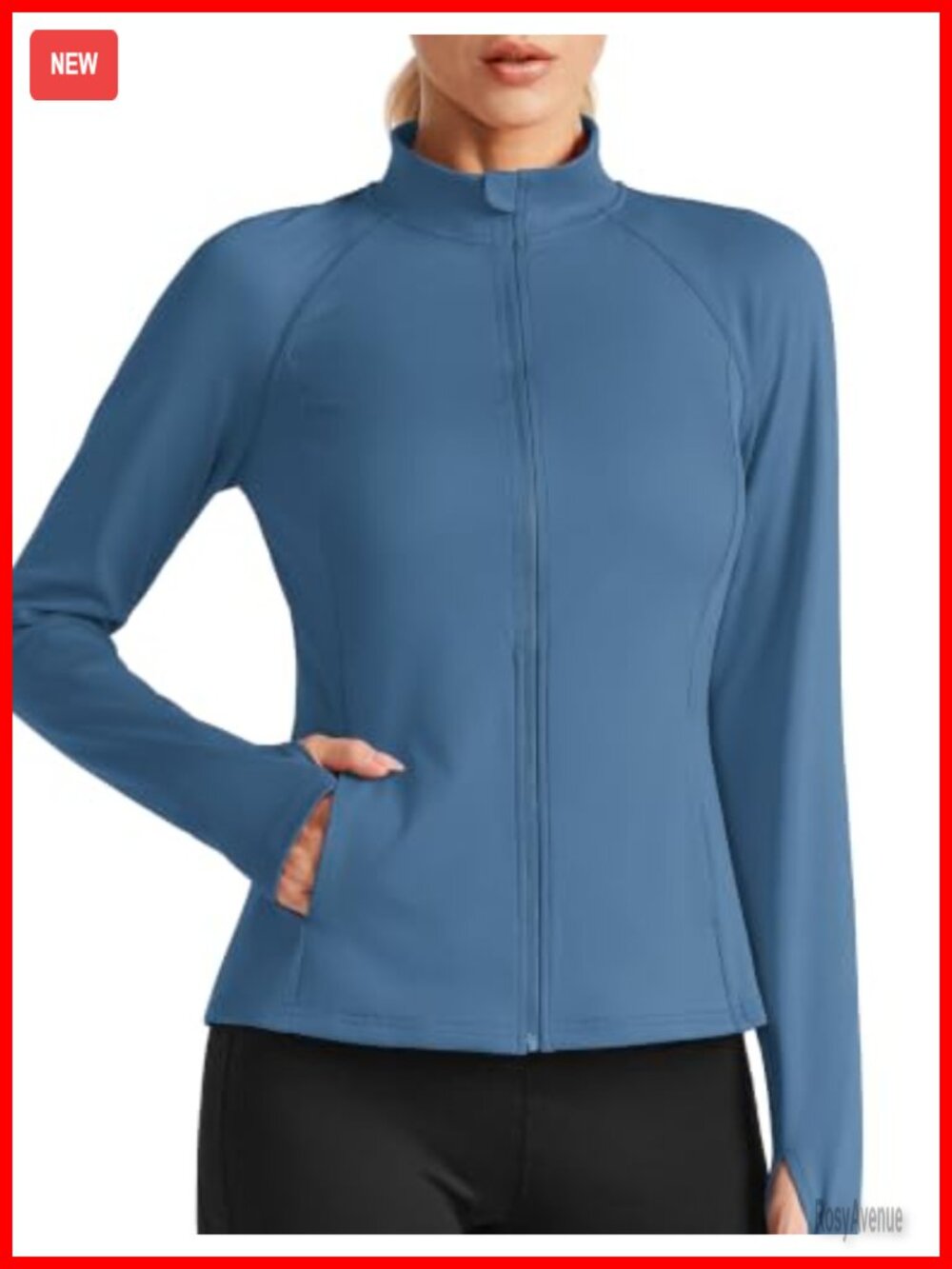 Womens Full Zip Athletic Workout Jacket 4 Pockets Thumbholes UPF 50+